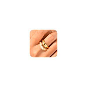 18K Gold Plated Stackable Rings Size 6-9 Cubic Zirconia Wedding Anniversary Gift